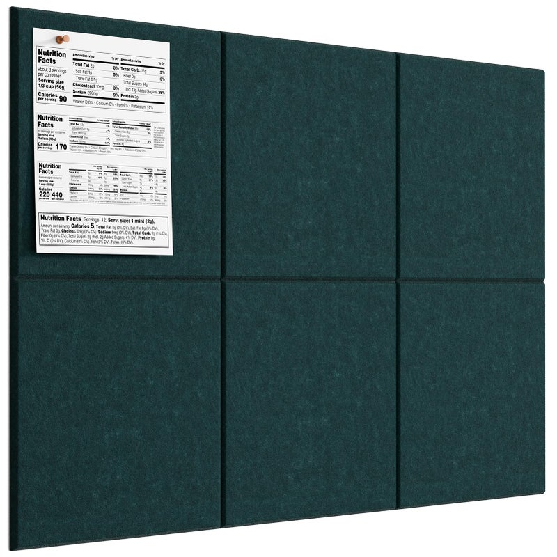 ماكسجير لوحة الفلين الكبيرة من MaxGear للجدار مقاس 91.44 سم × 60.96 سم، لوحة إعلانات باللون الأخضر الداكن، 6 عبوات من بلاط الحائط مع دبابيس الدفع، لوحات الفلين للمكتب - Image 1